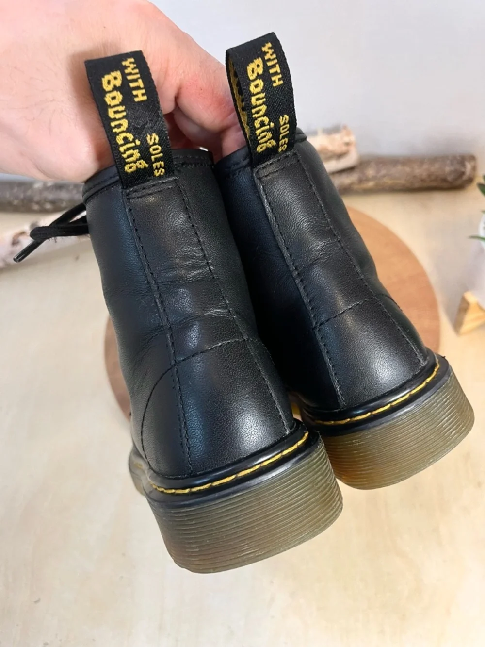 Dr. Martens Kids 1460J Black Leather Lace Up Boots Size 2